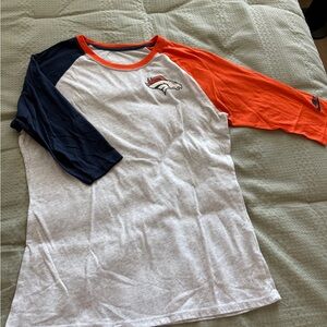 Broncos White and Orange Raglan Tee